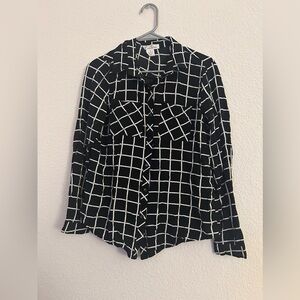 Women Love Potion Checkered Print Blouse Size M